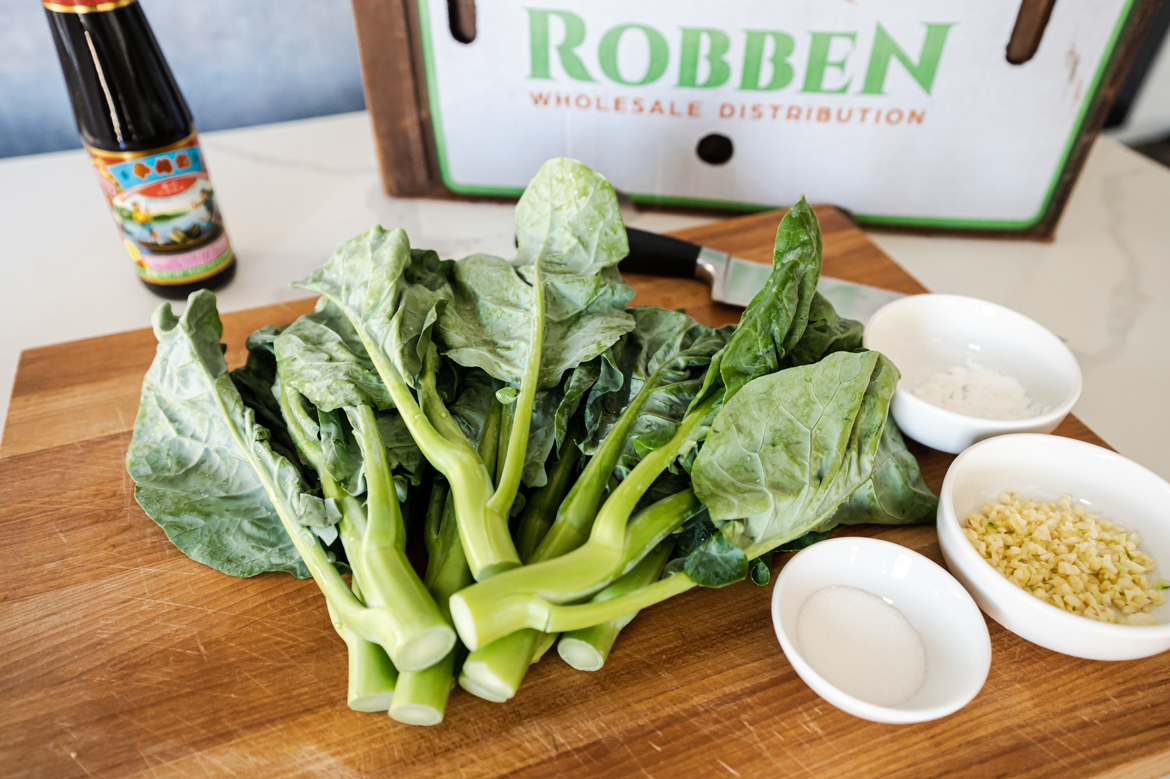 Ingredients to make Gai Lan with Oyster Sauce