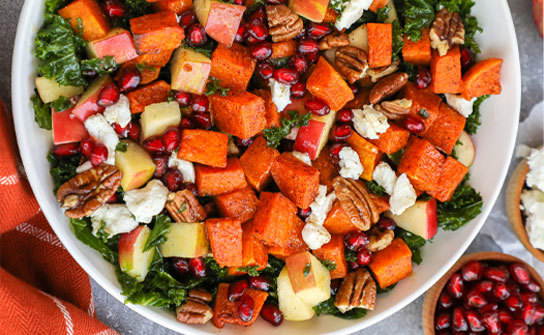 Kale Salad with Roasted Butternut Squash and Pomegranate